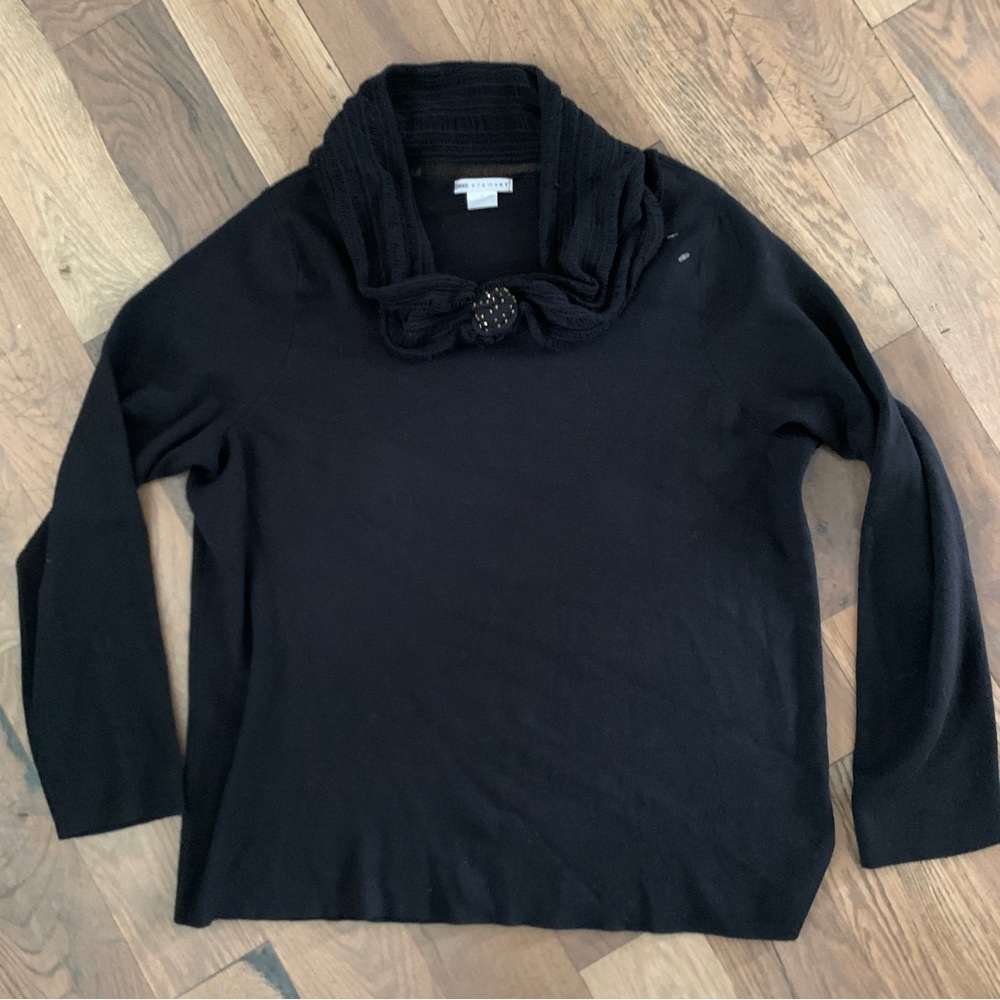Ashley Stuart Womens Black Cowl Neck Sweater Size 1X